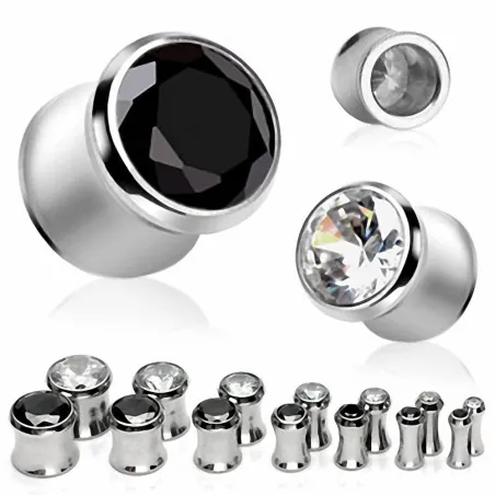 Piercing Plug en acier chirurgical Strass