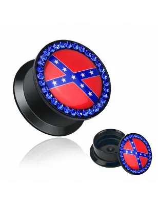 Plug Acrylique Noir Drapeau Rebelle Gemmes