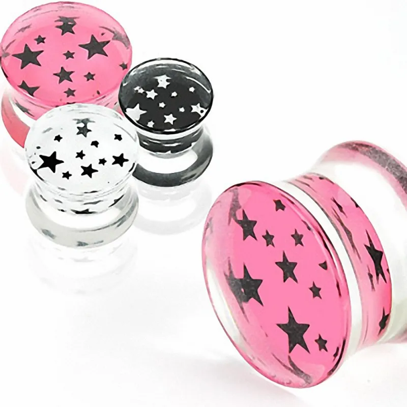 Piercing Plug Acrylique Transparent Etoiles