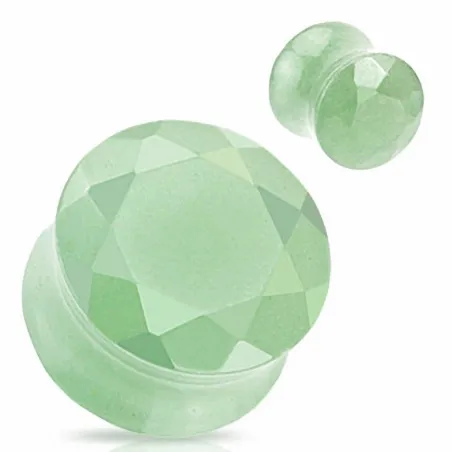 Piercing Plug Pierre semi précieuse Quartz Aventurine Verte Facettes