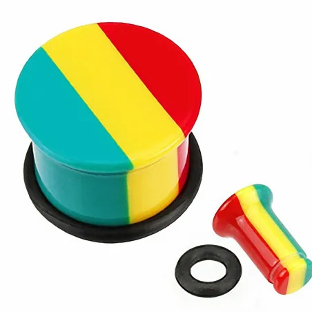 Piercing Plug Acrylique Rasta Jamaique