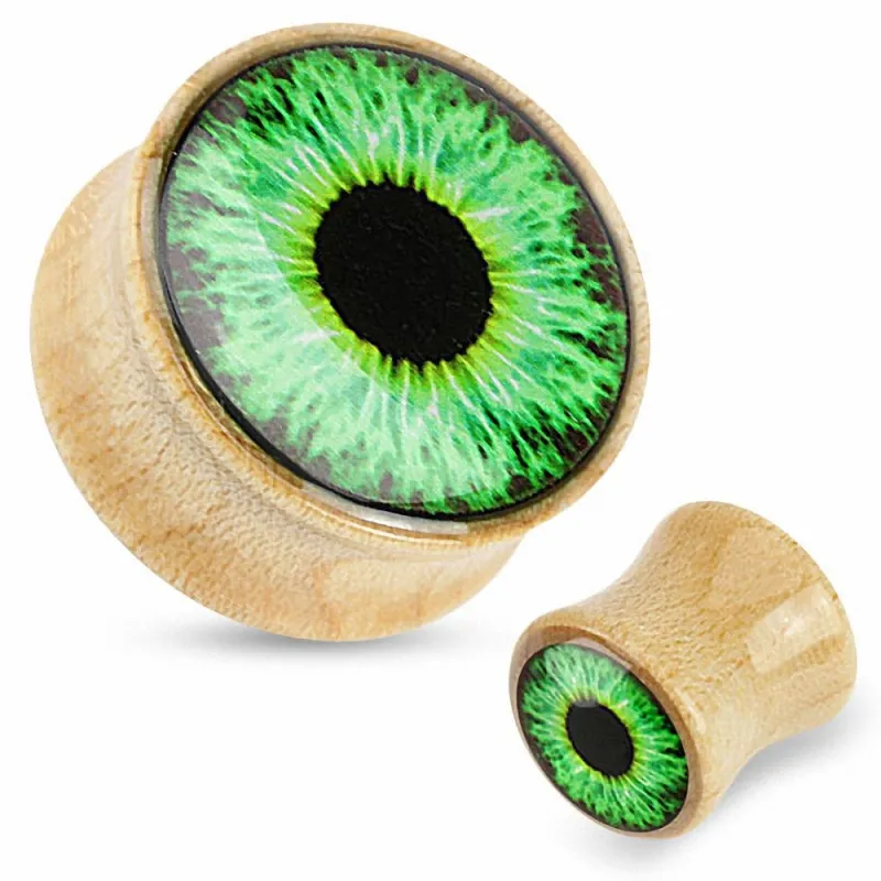 Piercing plug bois d'érable oeil vert