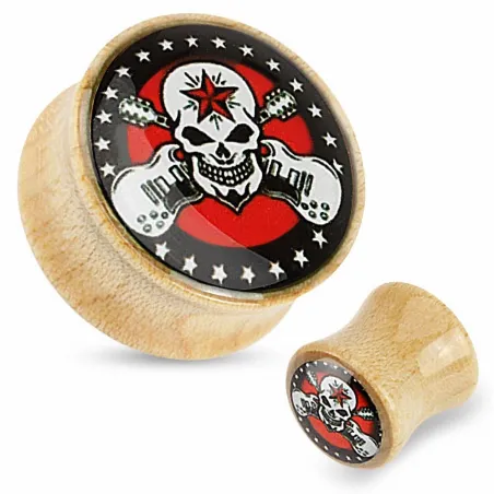 Piercing plug bois d'érable rock star