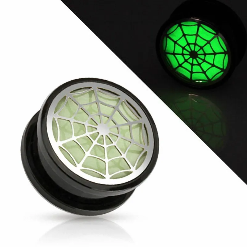 Piercing plug toile d'araignée Glow in the dark