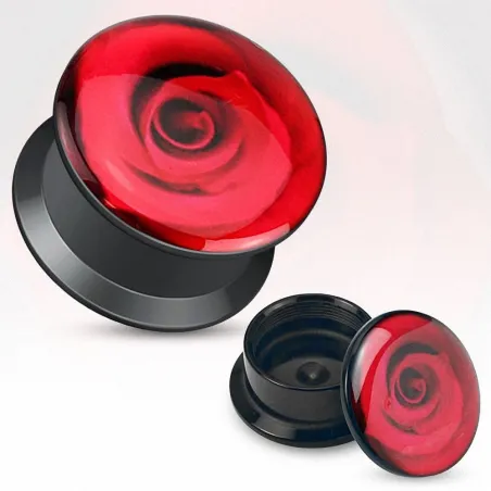 Piercing plug acrylique rose rouge