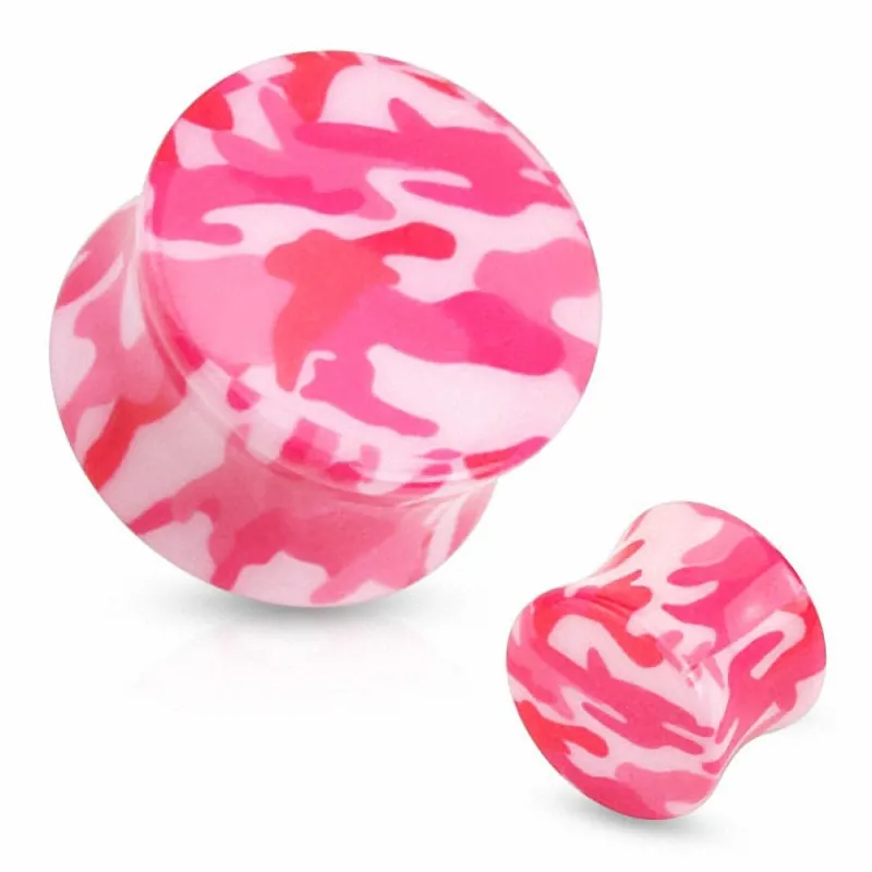 Piercing plug acrylique camouflage rose