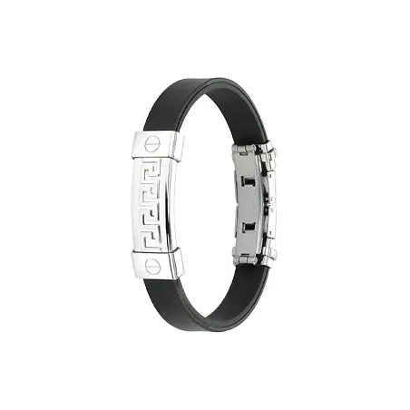 Bracelet caoutchouc et acier inoxydable - Labyrinthe