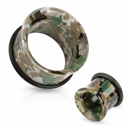 Piercing tunnel acrylique camouflage