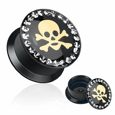 Piercing plug acrylique crâne de pirate