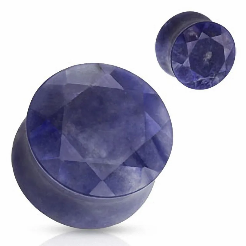 Piercing Plug Pierre semi précieuse Sodalite Facettes