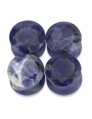 Piercing Plug Pierre semi précieuse Sodalite Facettes