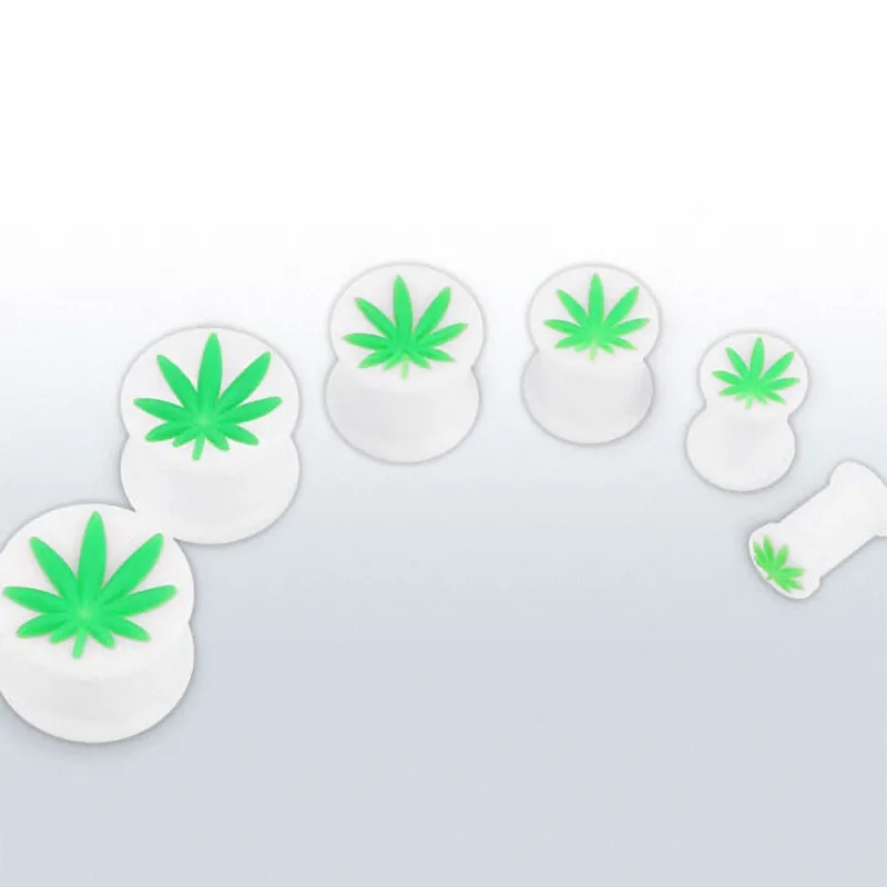 Piercing plug silicone blanc cannabis