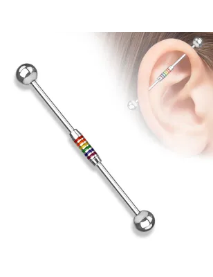 Piercing industriel oreille rainbow