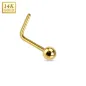 Piercing nez Or jaune 14 carats boule tige en L