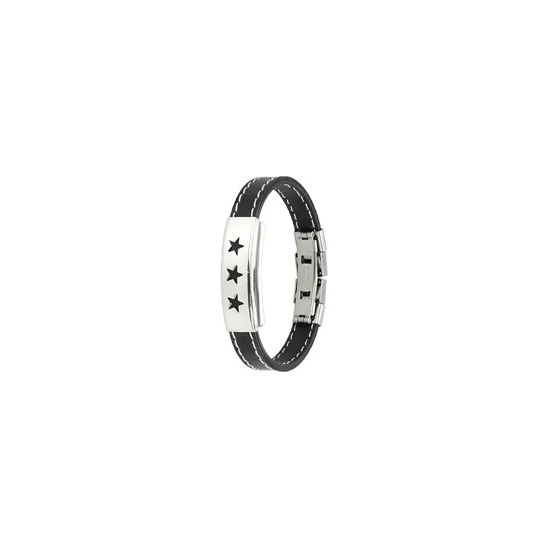 Bracelet caoutchouc et acier inoxydable - Etoiles