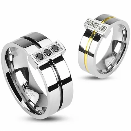 Bague 3 Pierres CZ Homme / Femme 