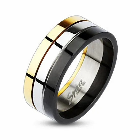 Bague acier inoxydable Tricolore