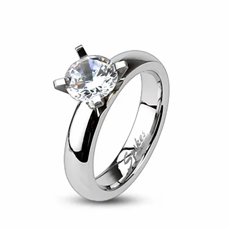 Bague Acier inoxydable Pierre CZ Solitaire