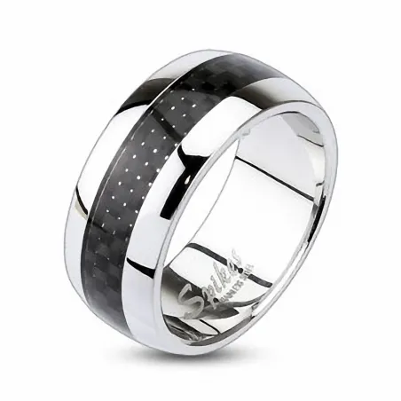 Bague acier inoxydable Fibre de Carbone