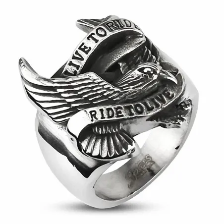 Bague Aigle Biker acier inoxydable