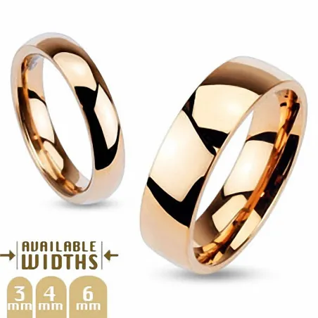 Bague acier inoxydable Rosé IP Brillante - Bague homme et femme