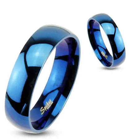 Bague acier inoxydable Bleue IP Brillante - Bague homme et femme 