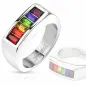 Bague acier gemmes rainbow rectangulaire