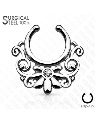 Faux piercing septum tribal floral