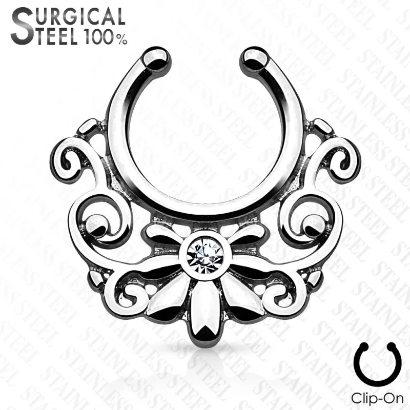 Faux piercing septum tribal floral