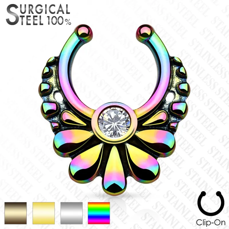 Faux piercing septum fleur