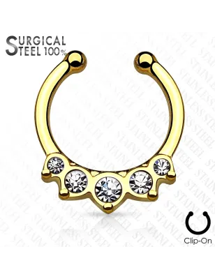 Faux piercing septum cinq strass