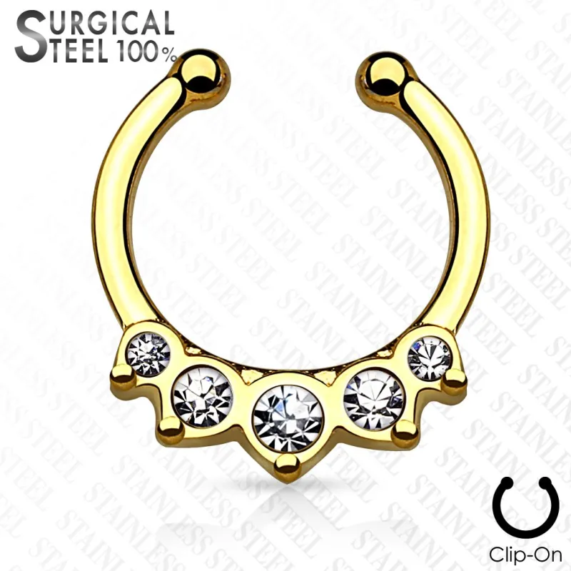 Faux piercing septum cinq strass