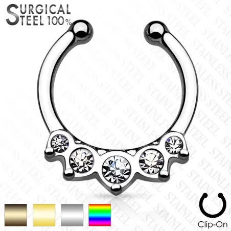 Faux piercing septum cinq strass