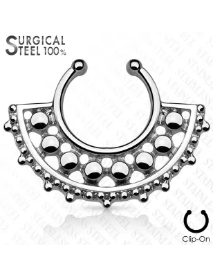 Faux piercing septum large éventail perles