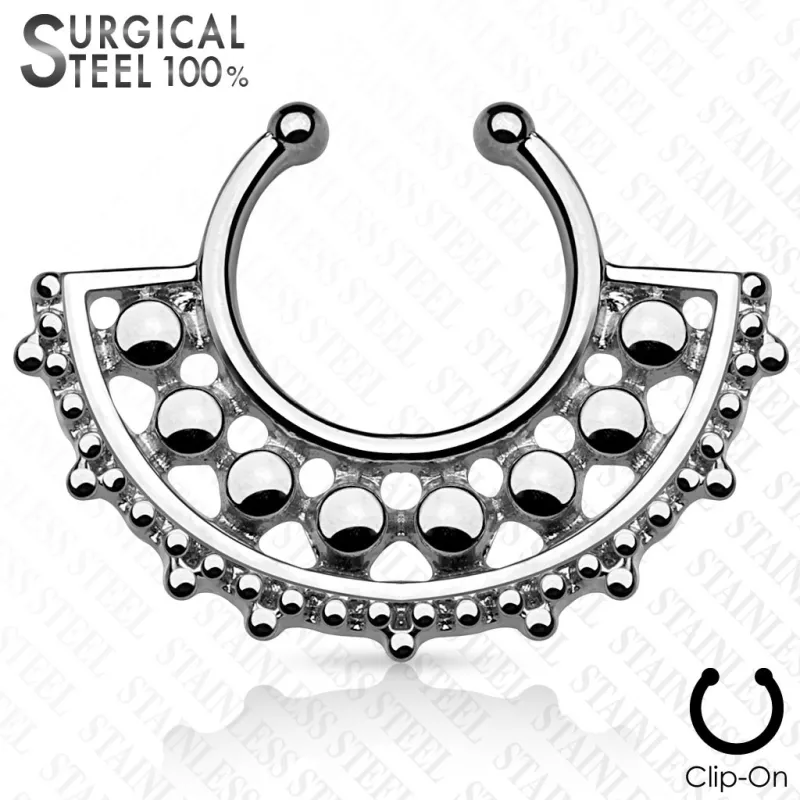 Faux piercing septum large éventail perles