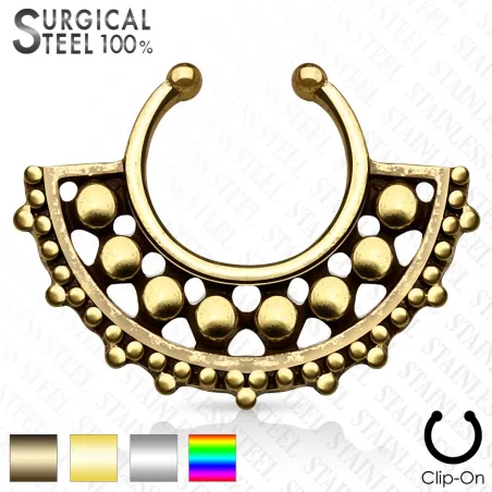 Faux piercing septum large éventail perles