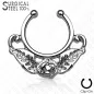 Faux piercing septum rose feuilles