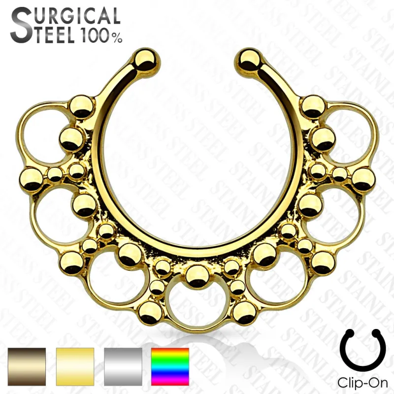 Faux piercing septum cercles perles