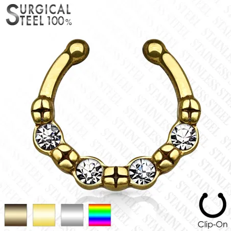 Faux piercing septum quatre strass