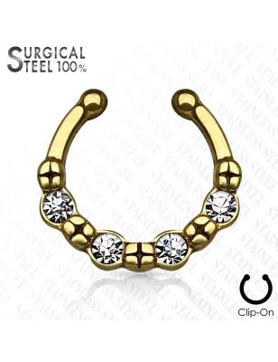 Faux piercing septum quatre strass