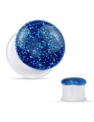 Piercing tunnel acrylique transparent paillettes