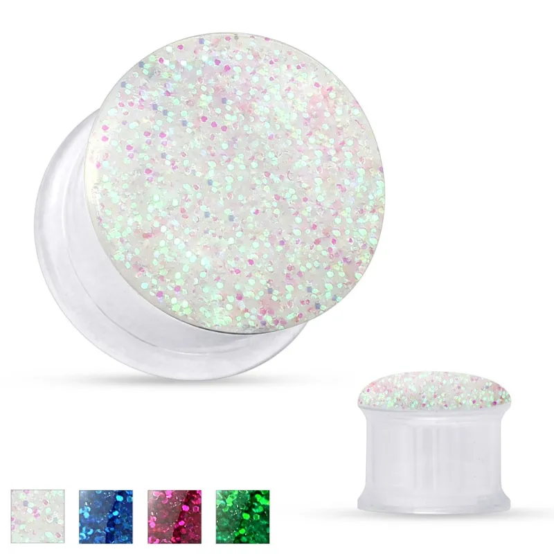 Piercing tunnel acrylique transparent paillettes