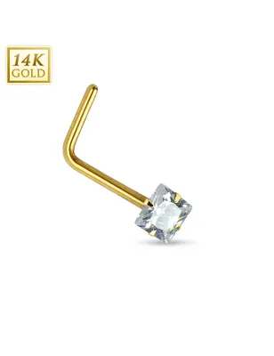 Piercing nez Or jaune 14 carats carré tige en L