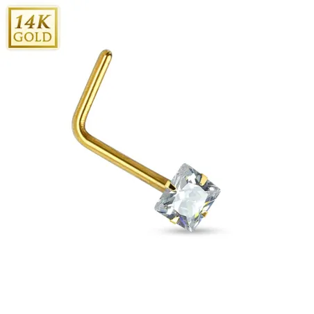 Piercing nez Or jaune 14 carats carré tige en L