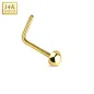 Piercing nez Or jaune 14 carats dôme tige en L