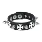 Bracelet en Cuir noir avec Spikes et Croix 