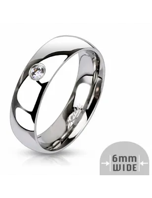 Bague en acier inoxydable Gemme Solitaire