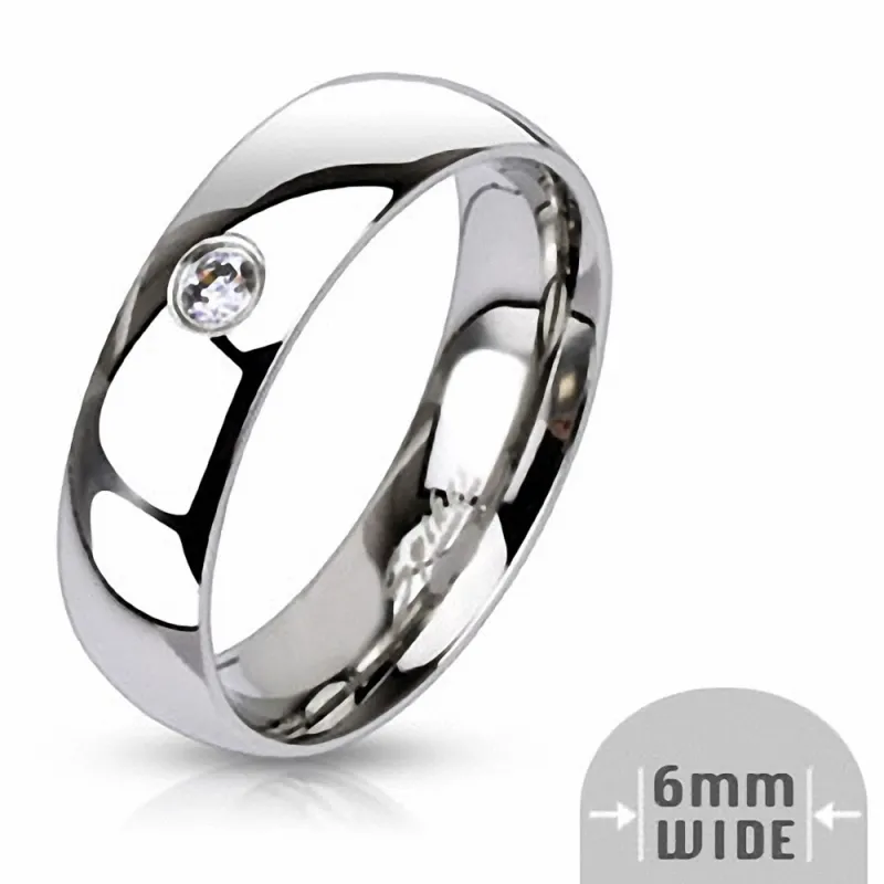 Bague en acier inoxydable Gemme Solitaire