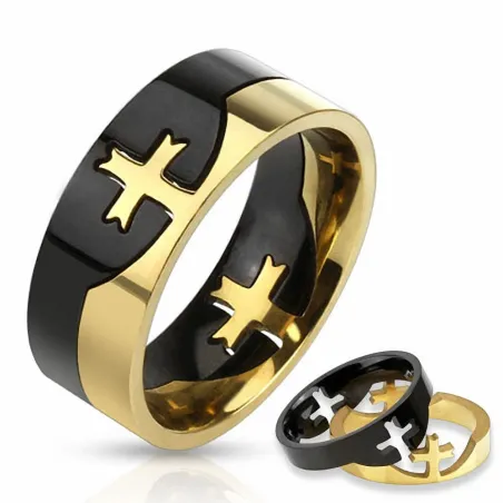 Bague homme acier croix puzzle