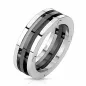 Bague home acier trois anneaux noir